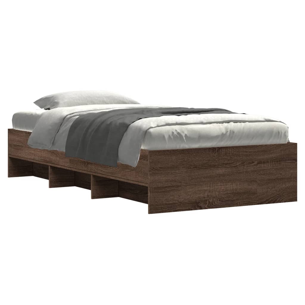 Bed Frame without Mattress Brown Oak 75x190 cm Small Single Engineered Wood - Image 3