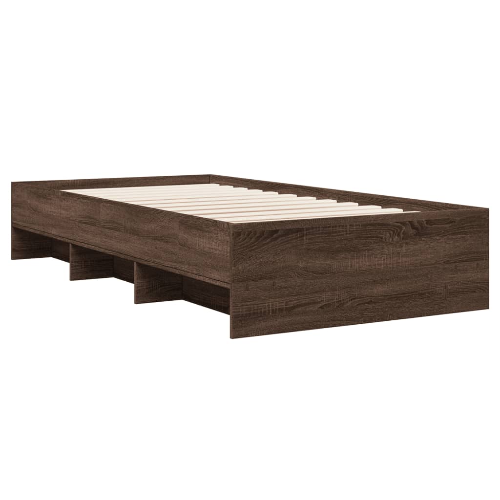 Bed Frame without Mattress Brown Oak 75x190 cm Small Single Engineered Wood - Image 7