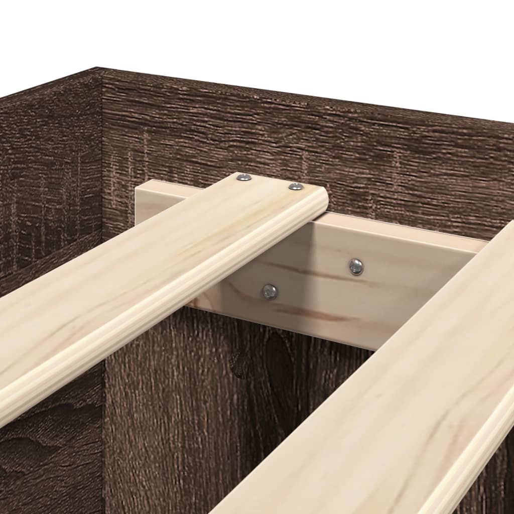 Bed Frame without Mattress Brown Oak 75x190 cm Small Single Engineered Wood - Image 8