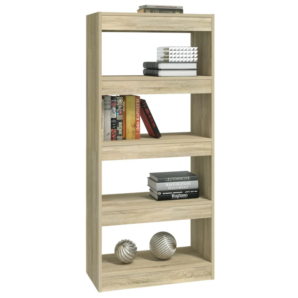 Book Cabinet/Room Divider Sonoma Oak 60x30x135 cm Engineered Wood - Image 4