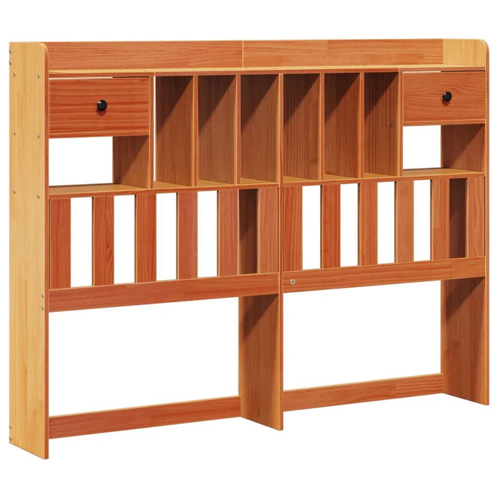 Bookcase Bed without Mattress Wax Brown 140x200 cm Solid Wood Pine - Image 6