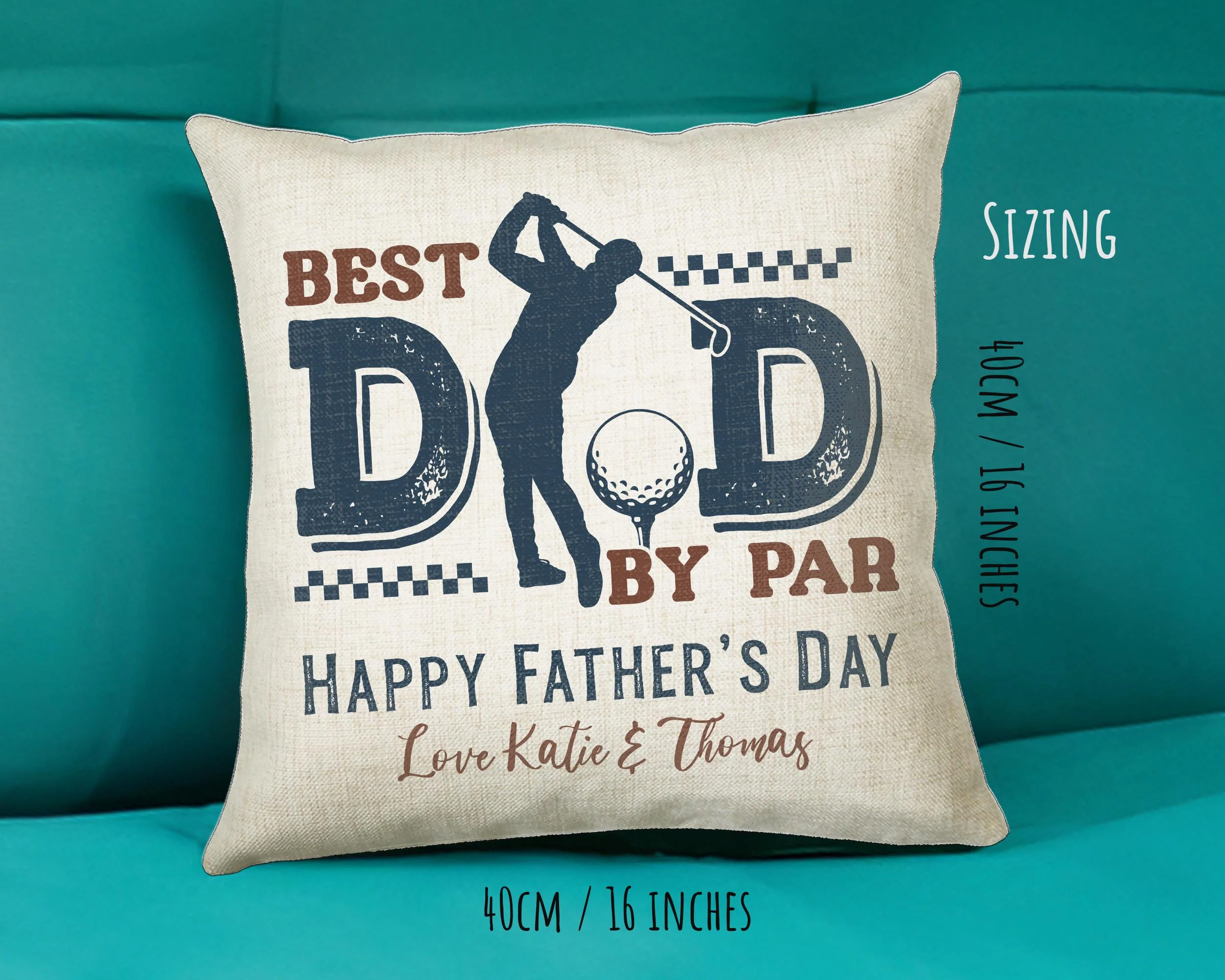 Fathers Day Golf Gift from Son Daughter - Personalised Golfer Design Scatter Cushion Matching Daddy Mug Coaster Gift Bundle for Dad FD014 - Image 6