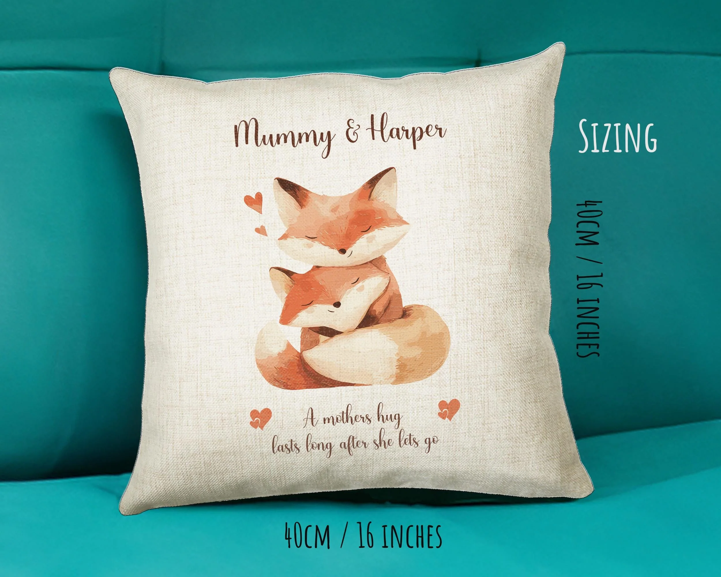 Mum Gift from Son Daughter - Personalised Fox Design Mummy Scatter Cushion Matching Mummy Mug Coaster Gift Set Bundle Gifts for Mum SMC004 - Image 7