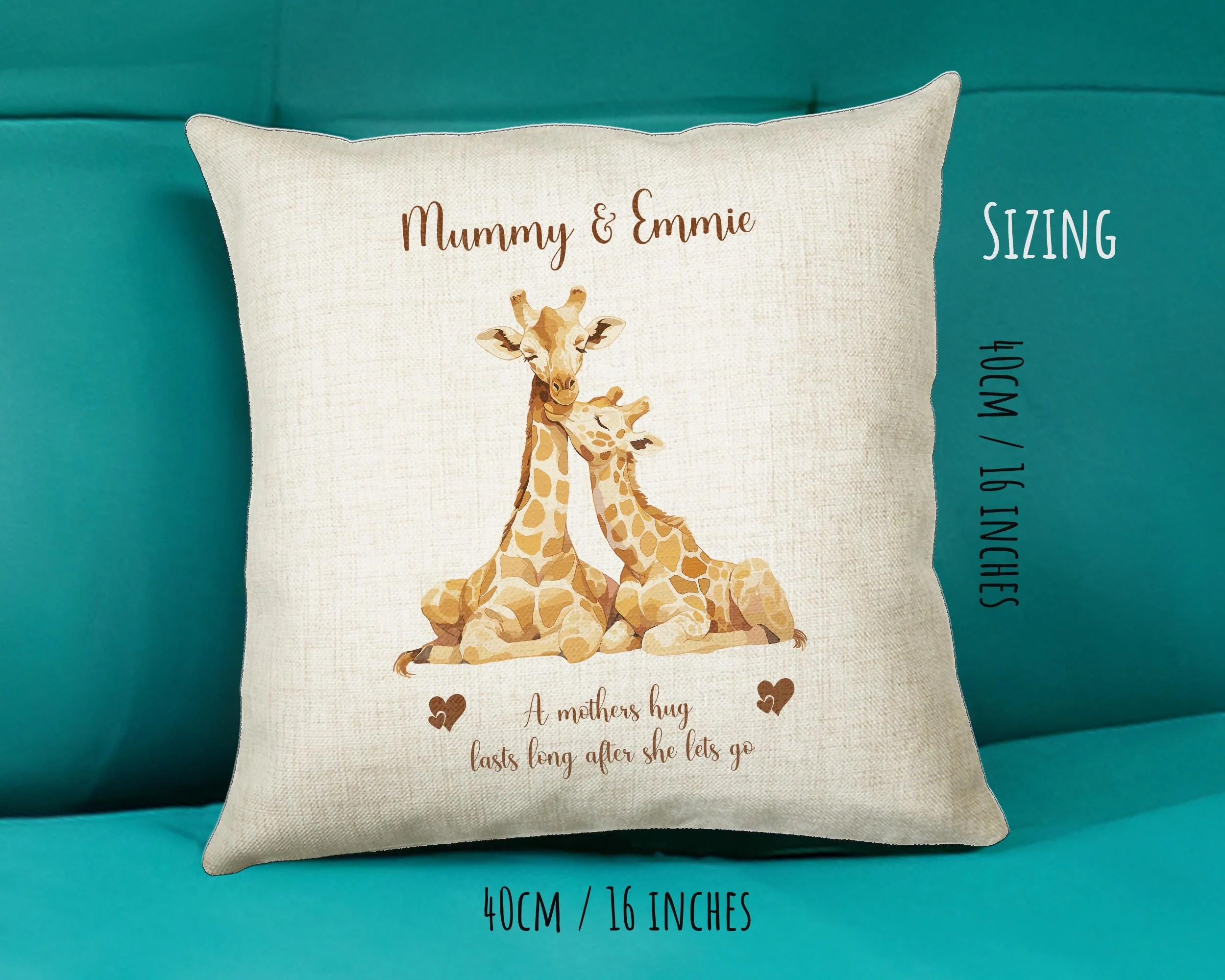 Mum Gift from Son Daughter - Personalised Giraffe Design Mummy Scatter Cushion Matching Mummy Mug Coaster Gift Bundle Gifts for Mum SMC007 - Image 5