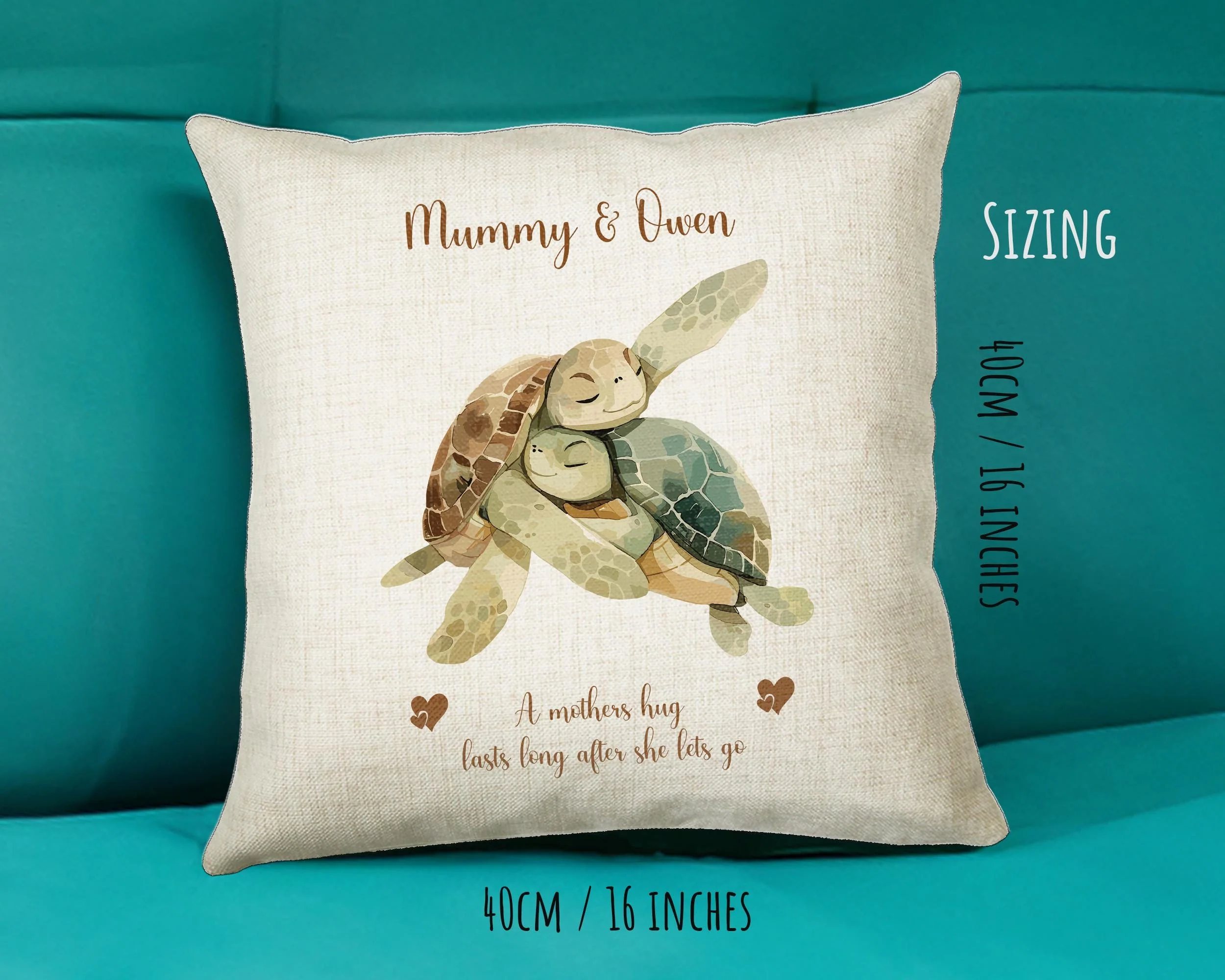 Mum Gift from Son Daughter - Personalised Turtle Design Mummy Scatter Cushion Matching Mummy Mug Coaster Gift Bundle Gifts for Mum SMC009 - Image 7