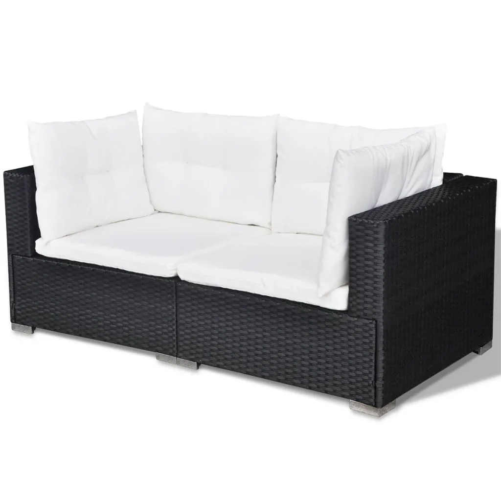 Outdoor Patio 5 Piece Poly Rattan Garden Furniture Lounge Set Corner Sofa With Cushions - Image 18