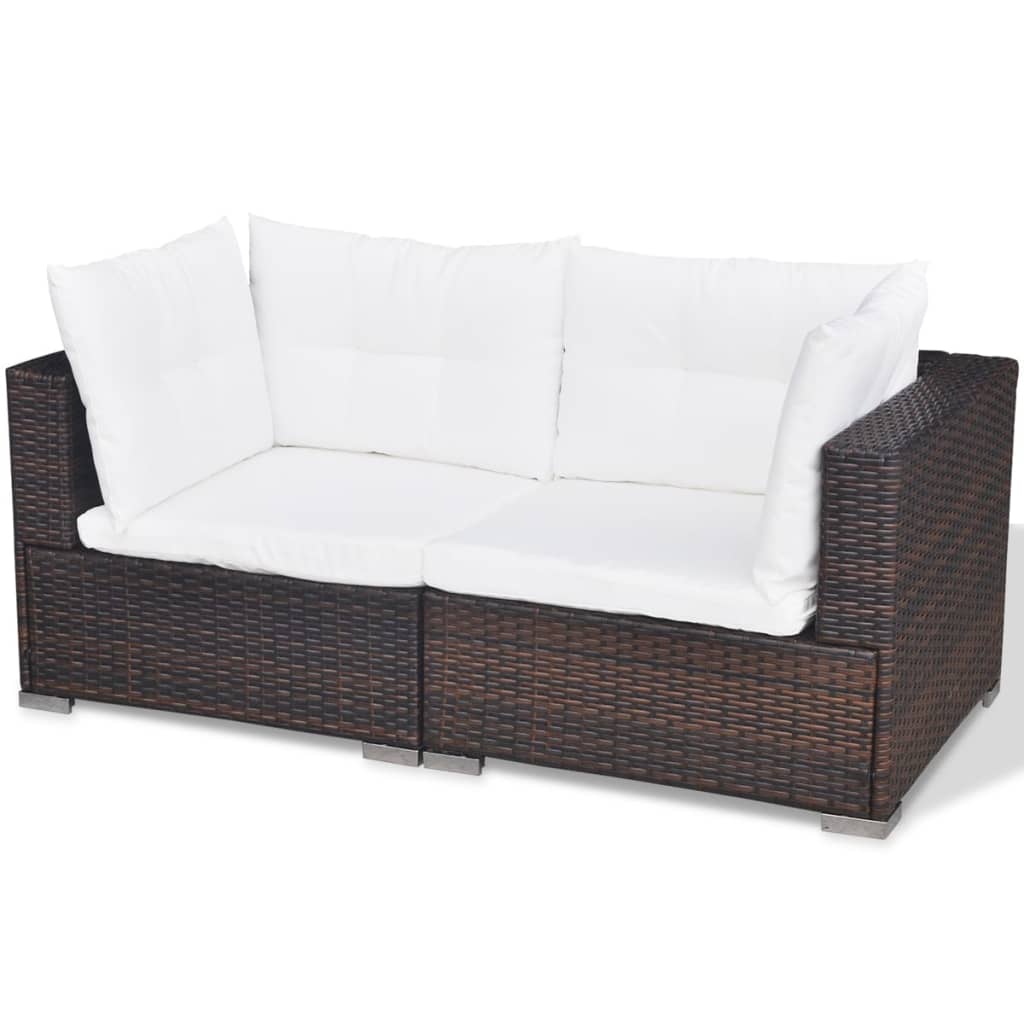 Outdoor Patio 5 Piece Poly Rattan Garden Furniture Lounge Set Corner Sofa With Cushions - Image 7