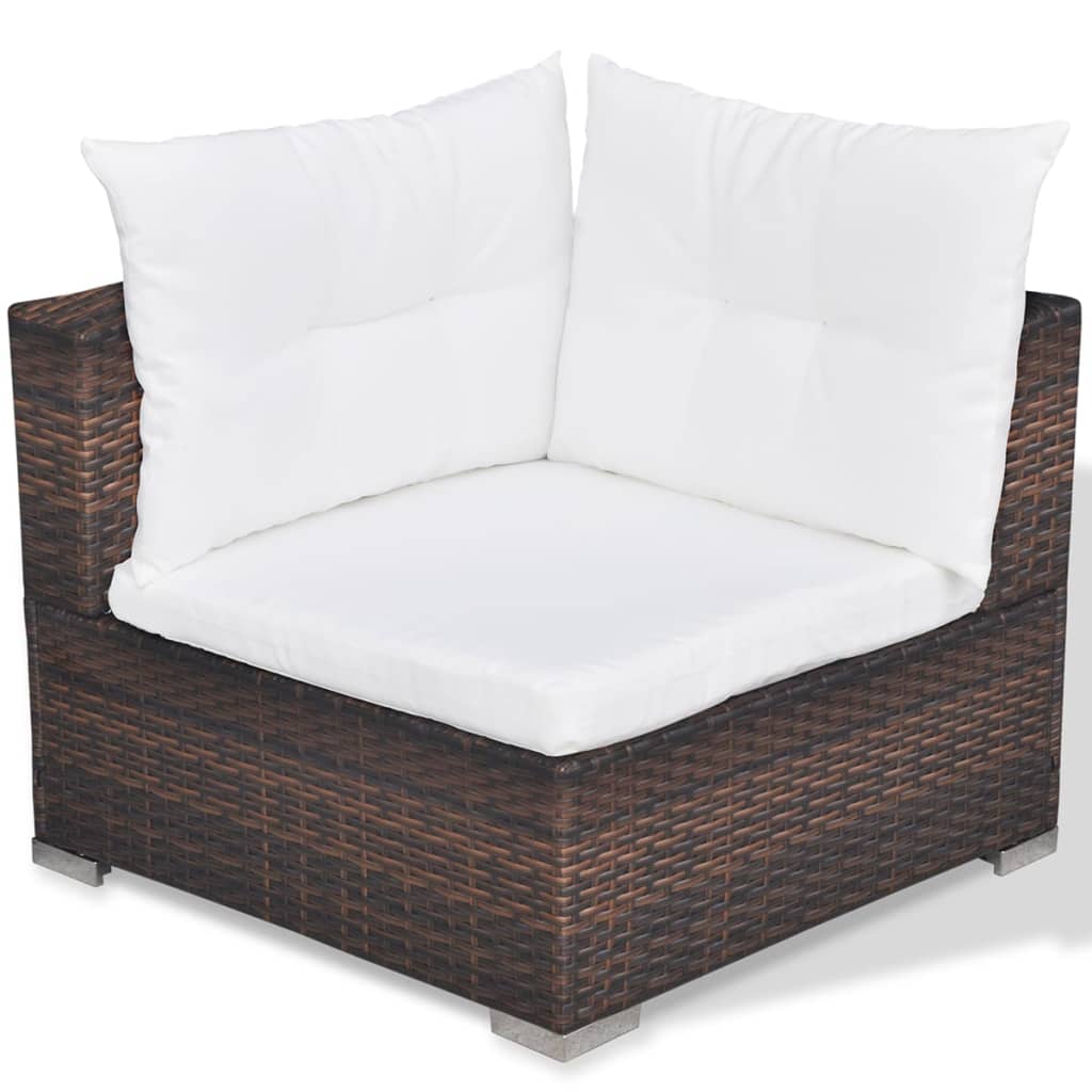 Outdoor Patio 5 Piece Poly Rattan Garden Furniture Lounge Set Corner Sofa With Cushions - Image 8