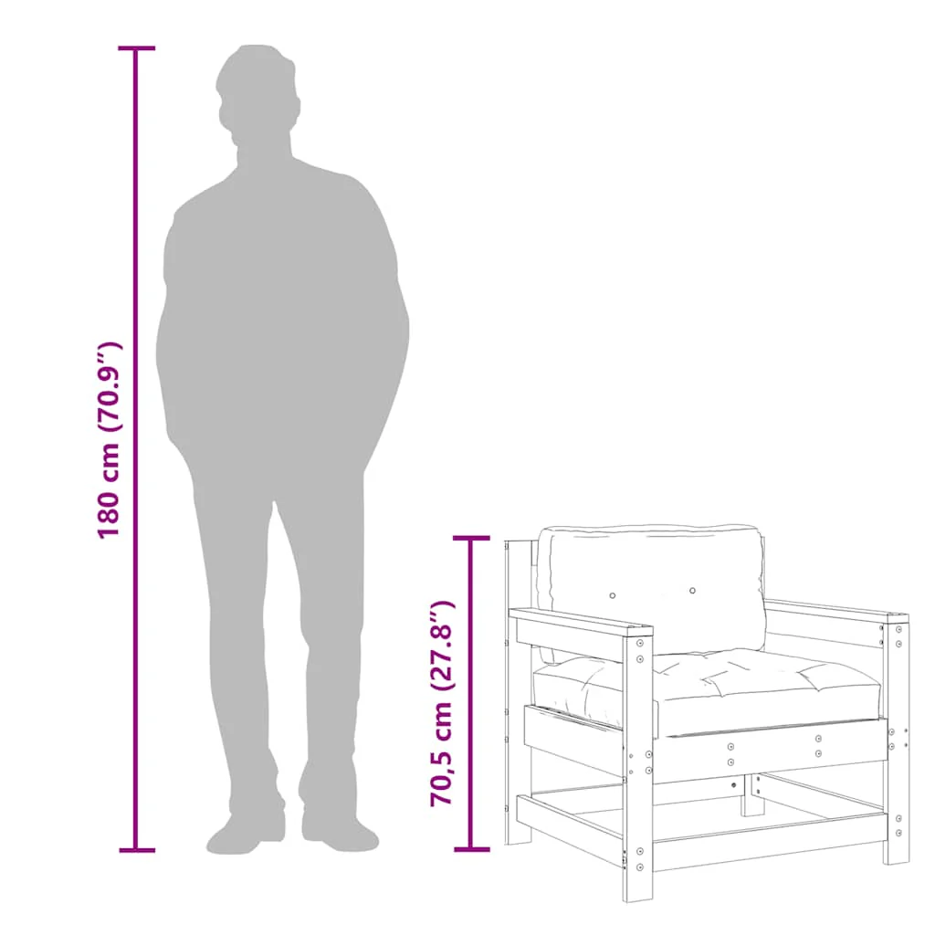 Outdoor Patio Wooden 2pcs Garden Chairs Set With Cushions Pine Wood Frame Seats - Image 11