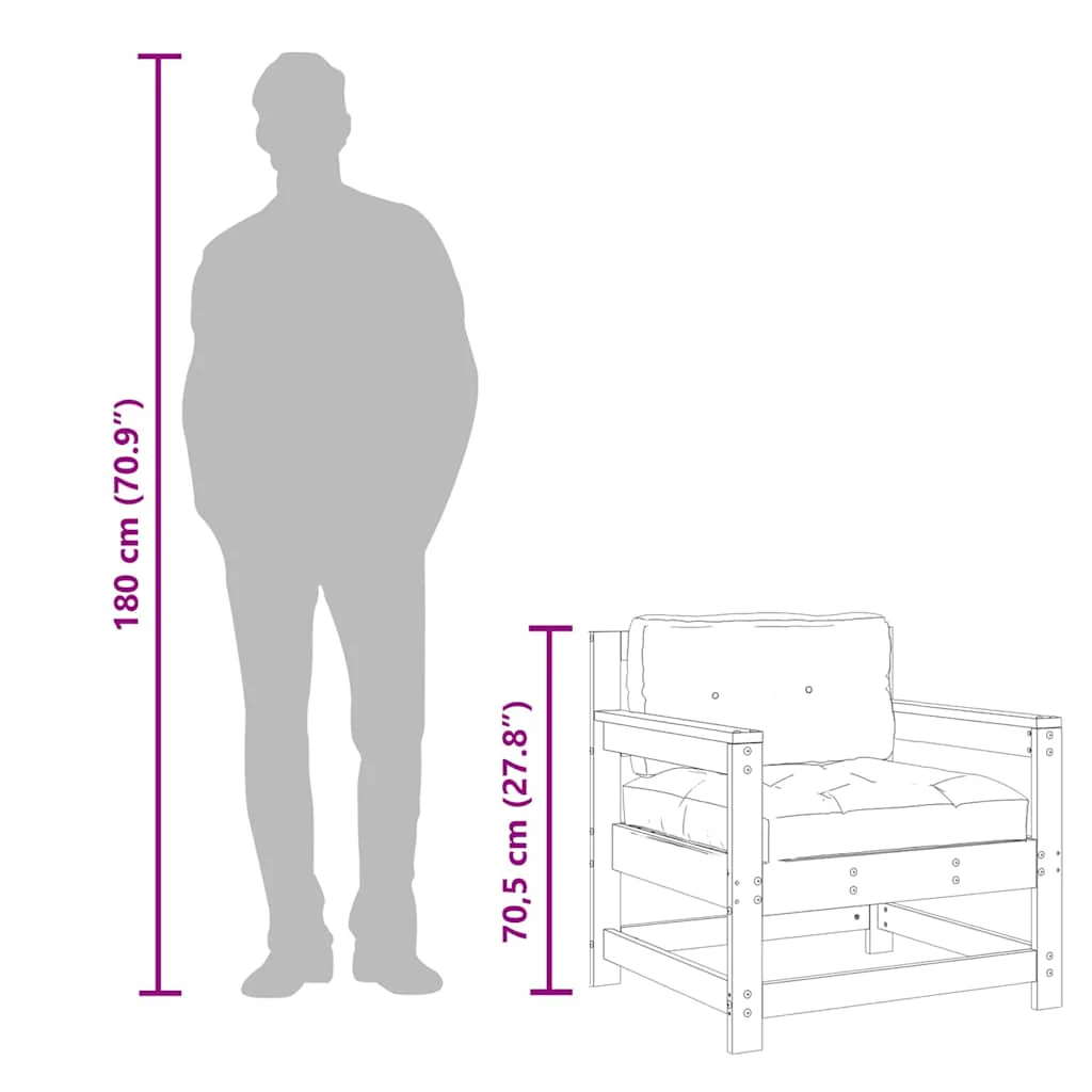 Outdoor Patio Wooden 2pcs Garden Chairs Set With Cushions Pine Wood Frame Seats - Image 22