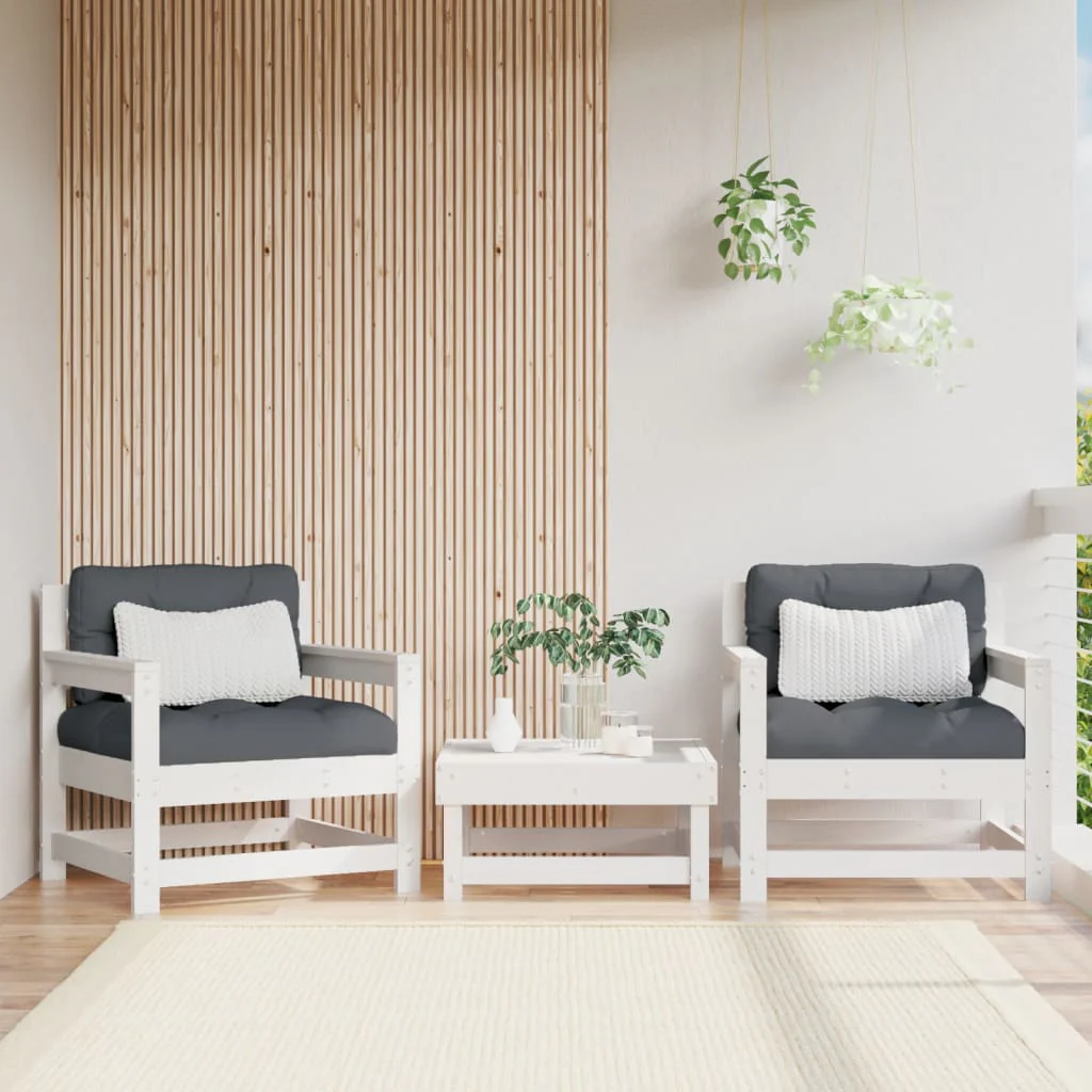 Outdoor Patio Wooden 2pcs Garden Chairs Set With Cushions Pine Wood Frame Seats - Image 23