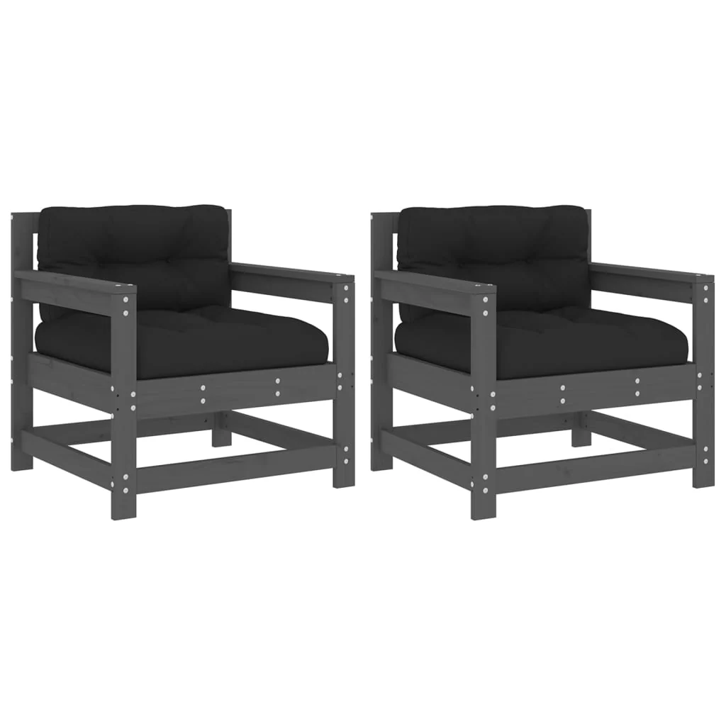 Outdoor Patio Wooden 2pcs Garden Chairs Set With Cushions Pine Wood Frame Seats - Image 35