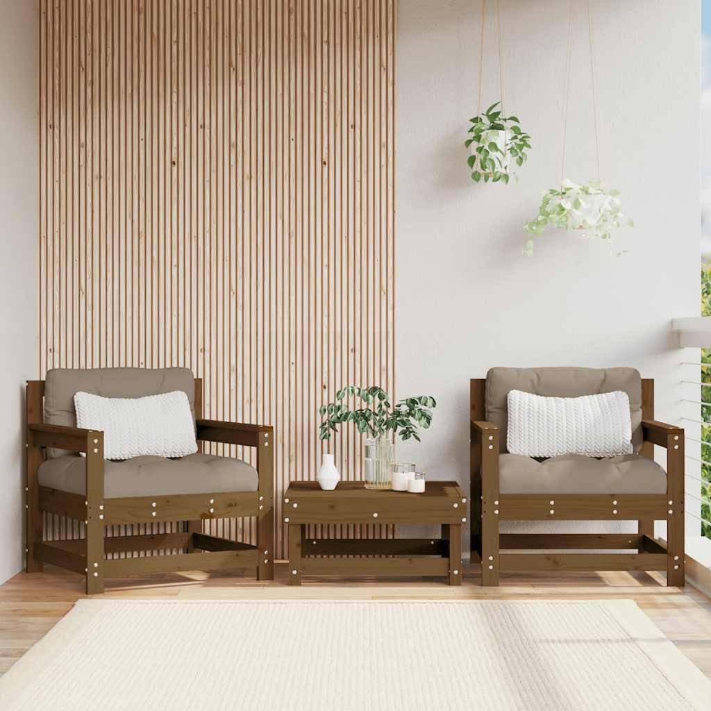 Outdoor Patio Wooden 2pcs Garden Chairs Set With Cushions Pine Wood Frame Seats - Image 54