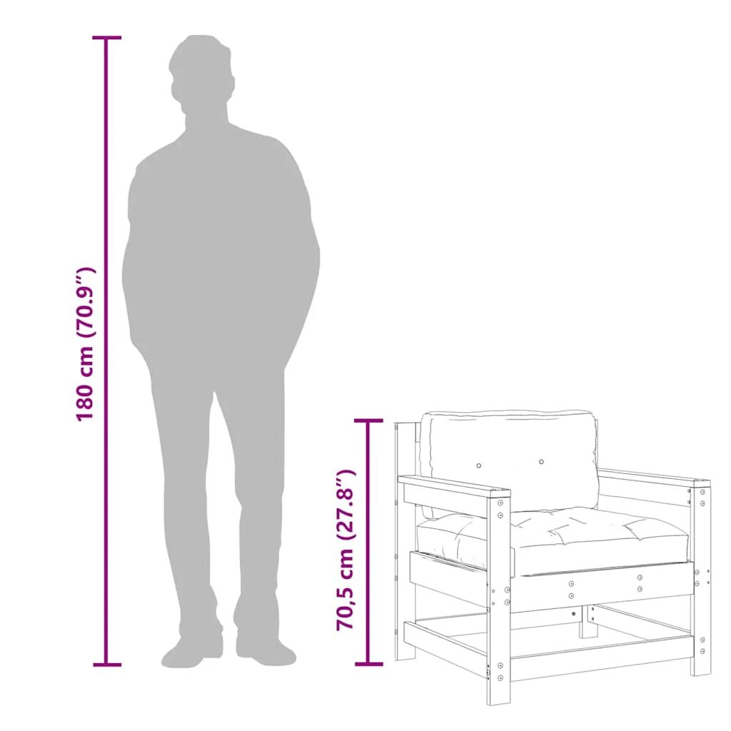 Outdoor Patio Wooden 2pcs Garden Chairs Set With Cushions Pine Wood Frame Seats - Image 64