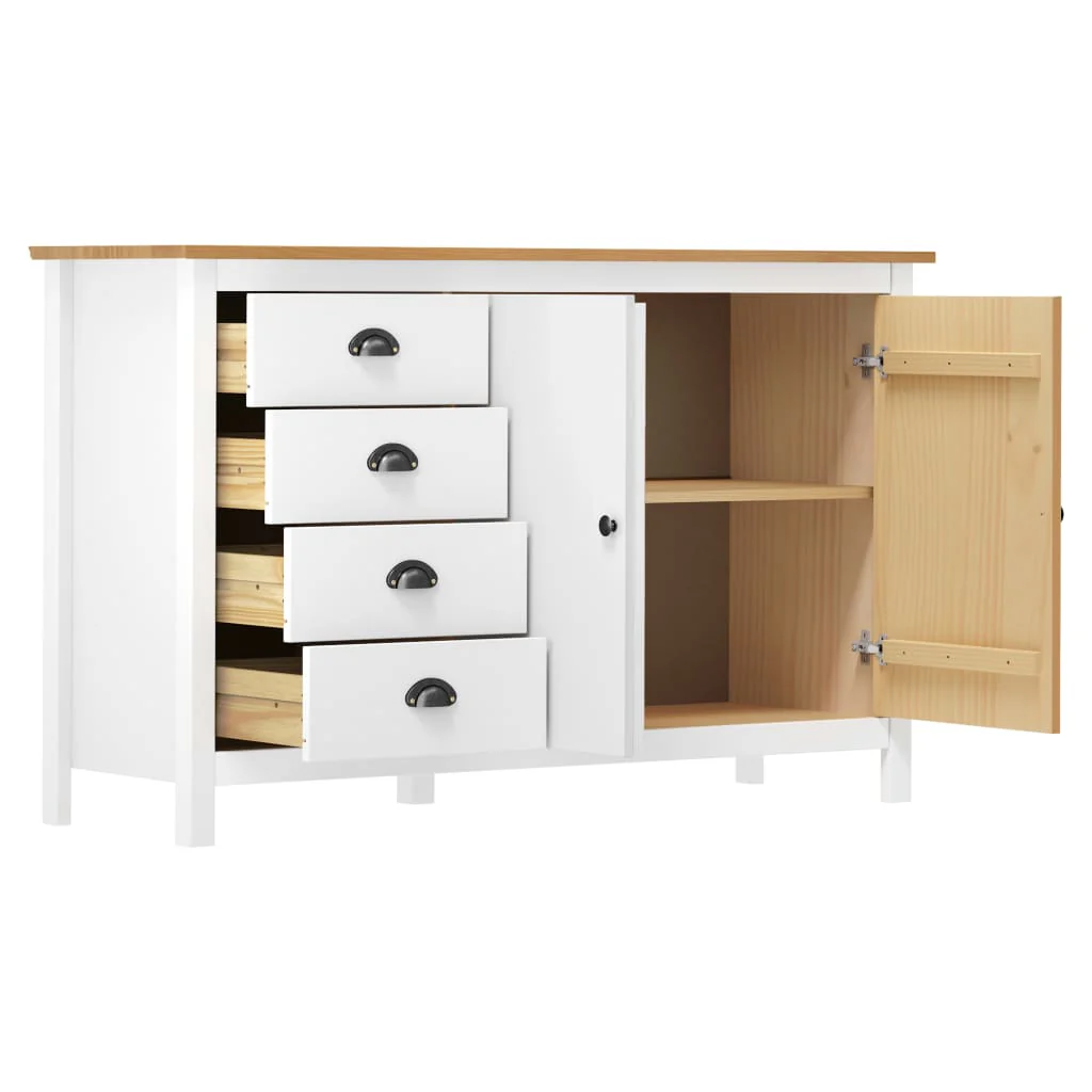 Sideboard Hill White 130x40x80 cm Solid Pine Wood - Image 3