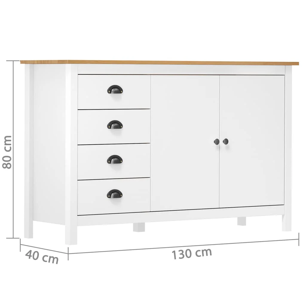 Sideboard Hill White 130x40x80 cm Solid Pine Wood - Image 4