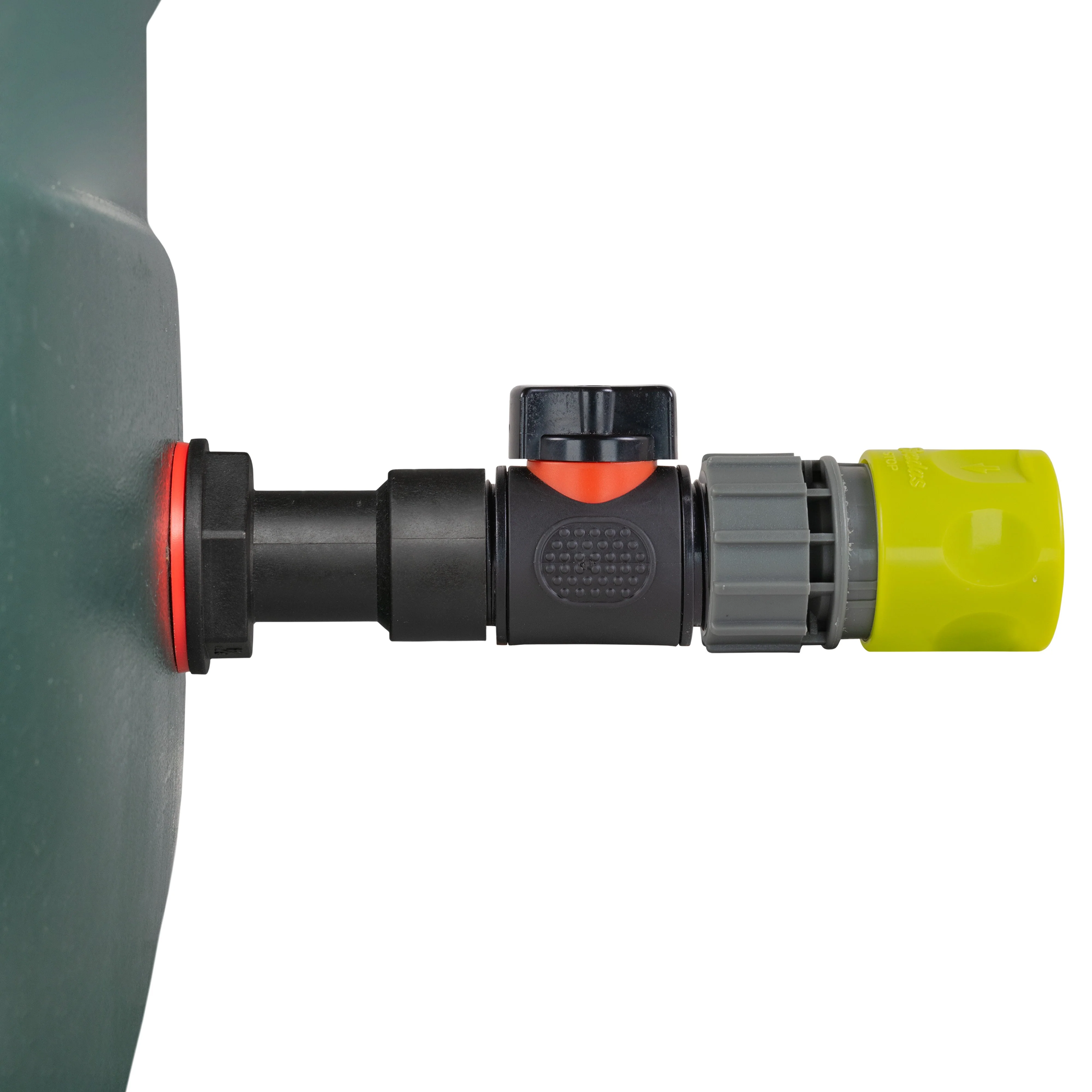 Water Butt Extension Kit 3/4" with In-Line Valve + Female Quick Connector Lime - Image 2